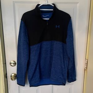 Under Armour Men's Black and Heathered Blue 1/4 zip sweatshirt